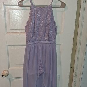 Lavender Lace Halter Gown
